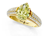 Yellow gold Fancy Yellow Pear Cut Diamond Solitaire Ring with Three-Row Pavé Band and Four-Prong Setting_38