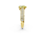 Yellow gold Fancy Yellow Pear Cut Diamond Solitaire Ring with Three-Row Pavé Band and Four-Prong Setting_39
