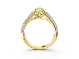 Yellow gold Fancy Yellow Pear Cut Diamond Solitaire Ring with Three-Row Pavé Band and Four-Prong Setting_40