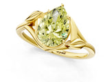 Yellow gold Fancy Yellow Pear Cut Diamond Solitaire Ring with Twist Band and Four-Prong Setting_89