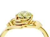 Yellow gold Fancy Yellow Pear Cut Diamond Solitaire Ring with Twist Band and Four-Prong Setting_92
