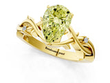 Yellow gold Fancy Yellow Pear Cut Diamond Solitaire Ring with Twisted Band and Prong Setting_196