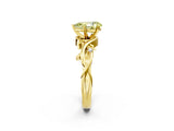 Yellow gold Fancy Yellow Pear Cut Diamond Solitaire Ring with Twisted Band and Prong Setting_197