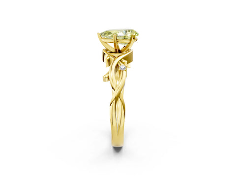 Yellow gold Fancy Yellow Pear Cut Diamond Solitaire Ring with Twisted Band and Prong Setting_197