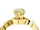 Yellow gold Fancy Yellow Pear Cut Diamond Solitaire Ring with Twisted Band and Prong Setting_199