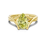 Yellow gold Fancy Yellow Pear Cut Diamond Solitaire Twist Band Prong Setting Ring_54