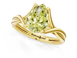 Yellow gold Fancy Yellow Pear Cut Diamond Solitaire Twist Band Prong Setting Ring_55