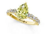Yellow gold Fancy Yellow Pear Cut Diamond Solitaire with Side Stones, Pave Band, Four-Prong Setting_84