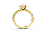 Yellow gold Fancy Yellow Pear Cut Diamond Solitaire with Side Stones, Pave Band, Four-Prong Setting_86