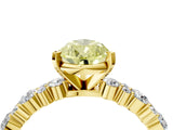 Yellow gold Fancy Yellow Pear Cut Diamond Solitaire with Side Stones, Pave Band, Four-Prong Setting_87