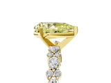 Yellow gold Fancy Yellow Pear Cut Diamond Solitaire with Side Stones, Pave Band, Four-Prong Setting_88