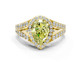 Yellow gold Fancy Yellow Pear Cut Diamond Split Shank Halo Ring with Four-Prong Setting_57