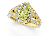 Yellow gold Fancy Yellow Pear Cut Diamond Split Shank Halo Ring with Four-Prong Setting_58