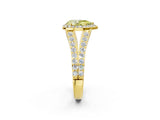 Yellow gold Fancy Yellow Pear Cut Diamond Split Shank Halo Ring with Four-Prong Setting_59