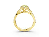 Yellow gold Fancy Yellow Pear Cut Diamond Split Shank Halo Ring with Four-Prong Setting_60