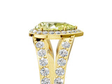 Yellow gold Fancy Yellow Pear Cut Diamond Split Shank Halo Ring with Four-Prong Setting_62