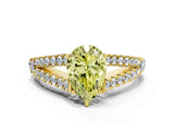 Yellow gold Fancy Yellow Pear Cut Diamond Split Shank Pavé Engagement Ring with Four-Prong Setting_74