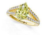 Yellow gold Fancy Yellow Pear Cut Diamond Split Shank Pavé Engagement Ring with Four-Prong Setting_75