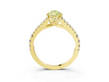 Yellow gold Fancy Yellow Pear Cut Diamond Split Shank Pavé Engagement Ring with Four-Prong Setting_77