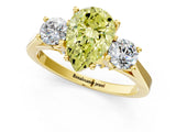 Yellow gold Fancy Yellow Pear Cut Diamond Three-Stone Engagement Ring with Prong Setting and Pavé Band_1