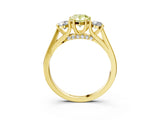 Yellow gold Fancy Yellow Pear Cut Diamond Three-Stone Engagement Ring with Prong Setting and Pavé Band_3