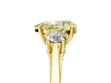 Yellow gold Fancy Yellow Pear Cut Diamond Three-Stone Engagement Ring with Prong Setting and Pavé Band_5