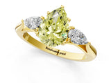 Yellow gold Fancy Yellow Pear Cut Diamond Three-Stone Ring with Pear Side Stones and Four-Prong Setting_85