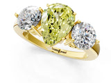 Yellow gold Fancy Yellow Pear Cut Diamond Three-Stone Ring with Prong Setting and Classic Band_103