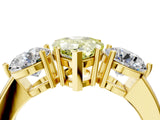 Yellow gold Fancy Yellow Pear Cut Diamond Three-Stone Ring with Prong Setting and Classic Band_106