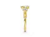 Yellow gold Fancy Yellow Pear Cut Diamond Three-Stone Ring with Prong Setting and Pavé Band_2