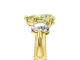 Yellow gold Fancy Yellow Pear Cut Diamond Three-Stone Ring with Prong Setting and Pavé Band_5