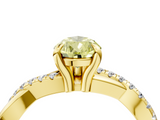 Yellow gold Fancy Yellow Pear  Cut Diamond Twist Band Solitaire with Prong Setting_27