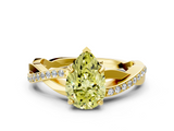 Yellow gold Fancy Yellow Pear  Cut Diamond Twisted Band Engagement Ring with Prong Setting_3