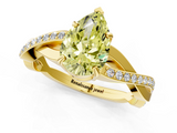 Yellow gold Fancy Yellow Pear  Cut Diamond Twisted Band Engagement Ring with Prong Setting_4