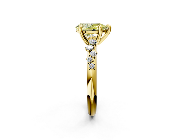 Yellow gold Fancy Yellow Pear  Cut Diamond Vine Band with Four-Prong Setting