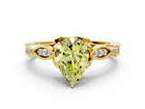 Yellow gold Fancy Yellow Pear  Cut Diamond with Milgrain Marquise and Bezel Accents on a Solitaire Band with Prong Setting_217