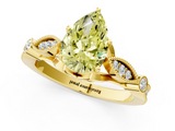Yellow gold Fancy Yellow Pear  Cut Diamond with Milgrain Marquise and Bezel Accents on a Solitaire Band with Prong Setting_218