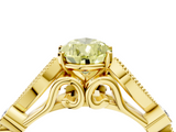 Yellow gold Fancy Yellow Pear  Cut Diamond with Milgrain Marquise and Bezel Accents on a Solitaire Band with Prong Setting_221