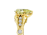Yellow gold Fancy Yellow Pear  Cut Diamond with Milgrain Marquise and Bezel Accents on a Solitaire Band with Prong Setting_222