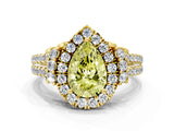 Yellow gold Fancy Yellow Pear  Cut Double Halo Diamond Engagement Ring with Pave Band and Four-Prong Setting_42