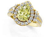 Yellow gold Fancy Yellow Pear  Cut Double Halo Diamond Engagement Ring with Pave Band and Four-Prong Setting_43