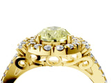 Yellow gold Fancy Yellow Pear  Cut Double Halo Diamond Engagement Ring with Pave Band and Four-Prong Setting_46