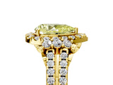 Yellow gold Fancy Yellow Pear  Cut Double Halo Diamond Engagement Ring with Pave Band and Four-Prong Setting_47