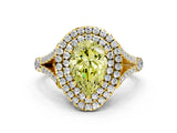 Yellow gold Fancy Yellow Pear  Cut Double Halo Split Shank Diamond Ring with Prong Setting_49