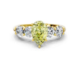 Yellow gold Fancy Yellow Pear  Cut Five-Stone Prong Set Diamond Ring with Classic Band_32