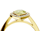Yellow gold Fancy Yellow Pear Cut Halo Bezel Diamond Pave Band Ring_4