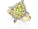 Yellow gold Fancy Yellow Pear Cut Halo Diamond Cluster Ring with Marquise and Round Stones on a White Gold Band with Prong Setting_1