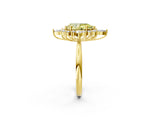 Yellow gold Fancy Yellow Pear Cut Halo Diamond Cluster Ring with Marquise and Round Stones on a White Gold Band with Prong Setting_2