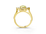 Yellow gold Fancy Yellow Pear Cut Halo Diamond Cluster Ring with Marquise and Round Stones on a White Gold Band with Prong Setting_3