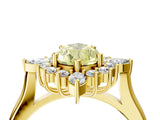 Yellow gold Fancy Yellow Pear Cut Halo Diamond Cluster Ring with Marquise and Round Stones on a White Gold Band with Prong Setting_4
